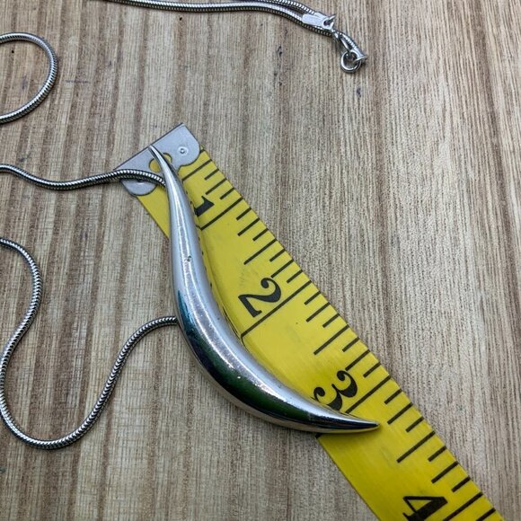 Monet Silver Tone Wave Pendant Chain Necklace - Picture 4 of 5